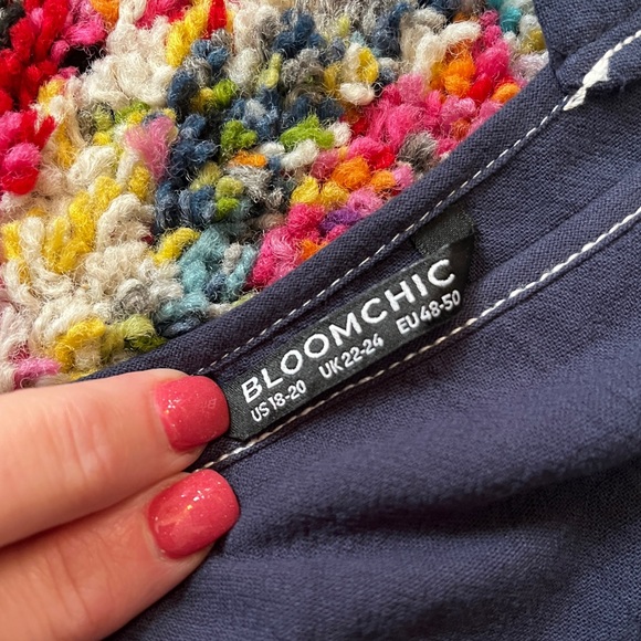 BloomChic Navy/Cream Overall Romper, Size 2XL, NWOT - Picture 2 of 3